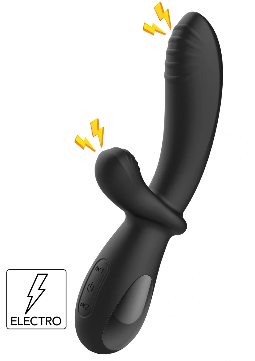 She.E.O Vibrator G-Spot cu 5 Moduri Electrostimulare 10 Moduri Vibratii Silicon USB Negru 20 cm