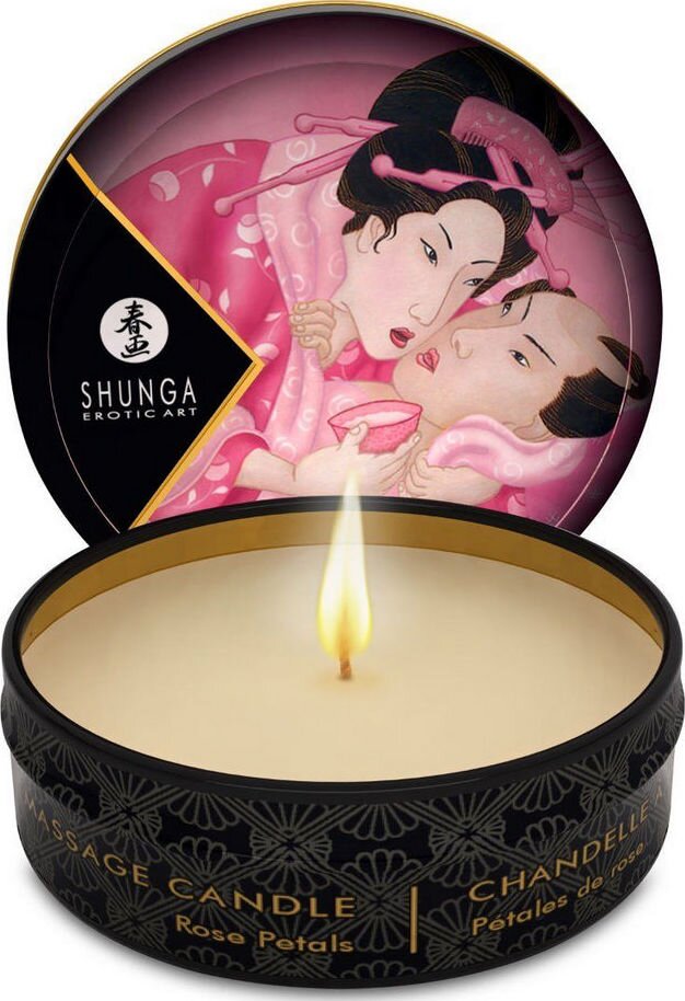 SHUNGA Erotic Art Mini lumanare masaj Shunga - Petale de Trandafir 30 ML