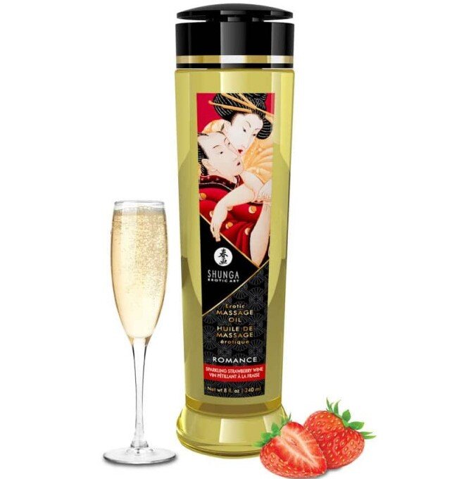 SHUNGA Erotic Art Ulei de Masaj Shunga Romance Aroma Vin Spumant de Capsuni 240 ml