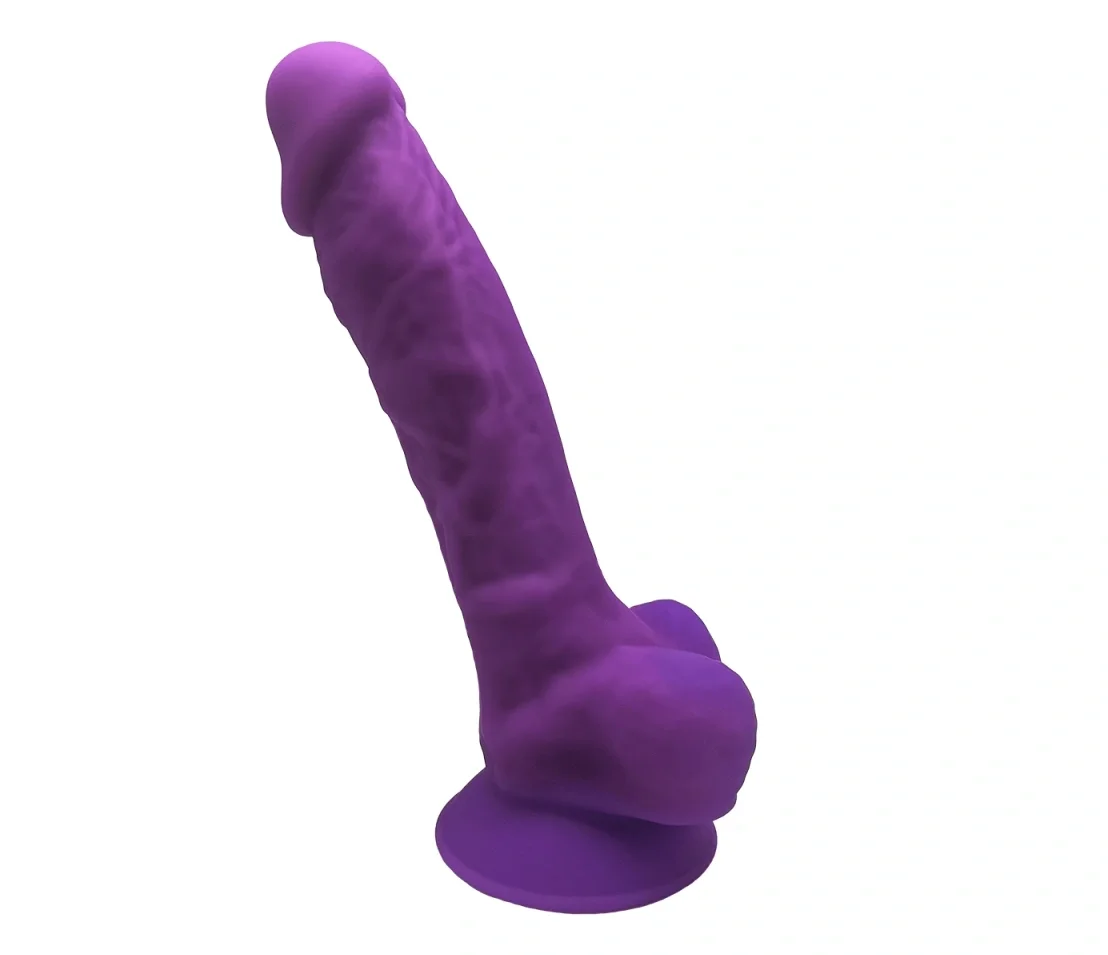 Silexd Dildo Realistic Thermo Reactive Silicon cu Memorie Dubla Densitate Mov 17.6 cm