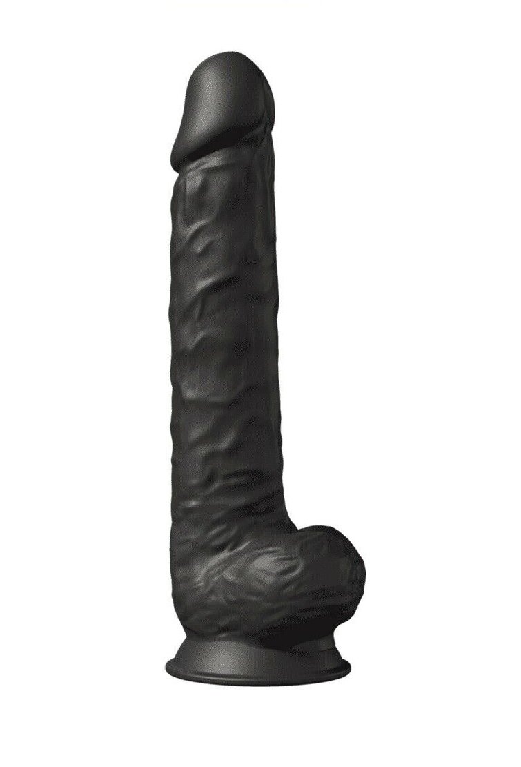 Silexd Dildo Thermo Reactive Silicon cu Memorie Dubla Densitate 38 cm Negru