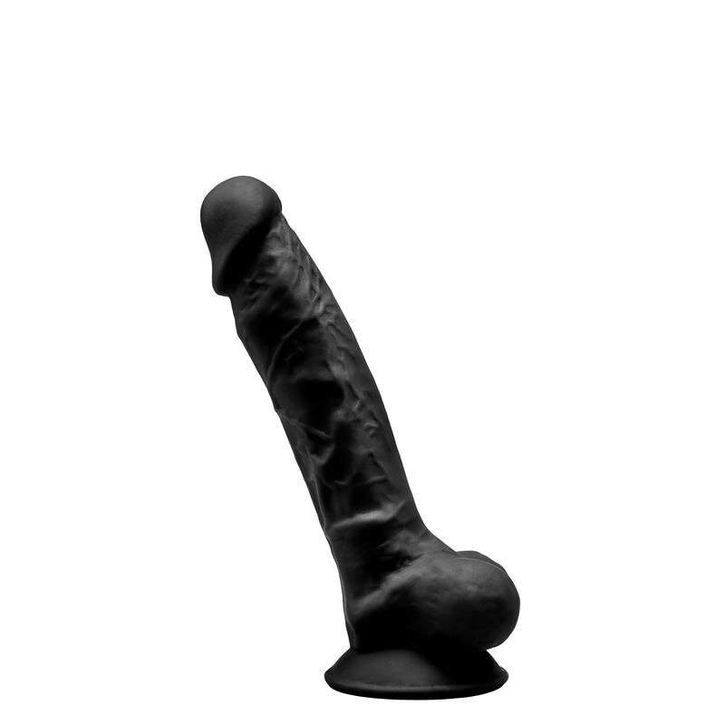 Silexd Dildo Thermo Reactive Silicon cu Memorie Dubla Densitate Negru 17.5 cm