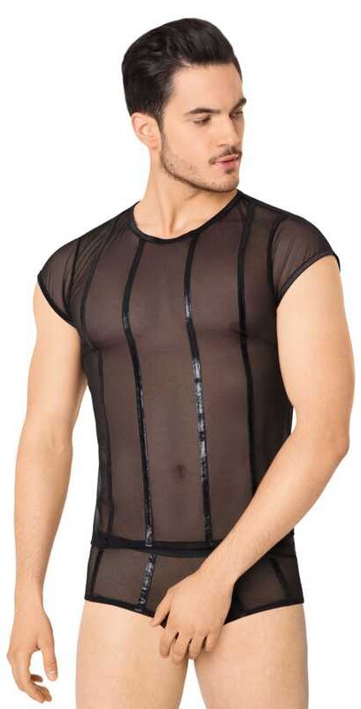 SoftLine Set Lenjerie Barbati Tricou si Boxeri din Plasa Transparenta M/L