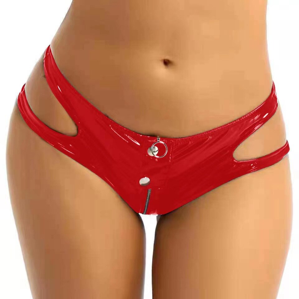 STD Bikini cu Decupaje Wetlook Rosu S