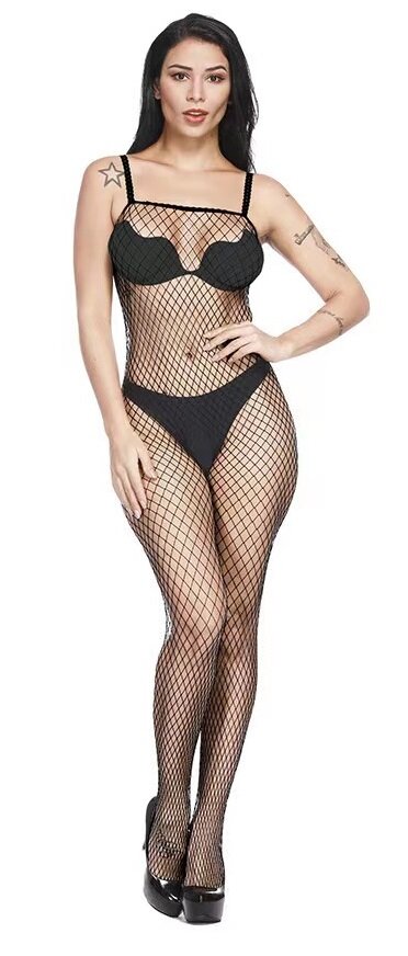 STD Bodystocking Pamela Crotchless Fishnet Negru S-L