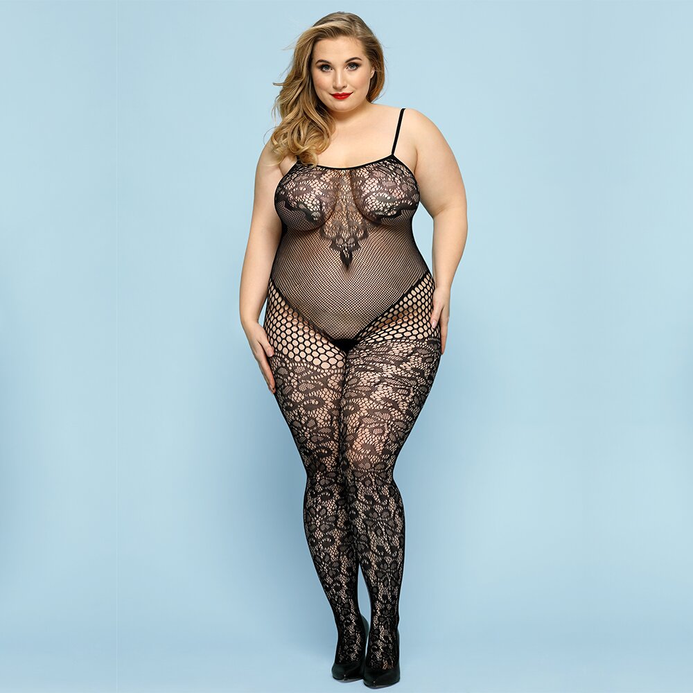 STD Bodystocking Roxy Crotchless Negru XL-XXL