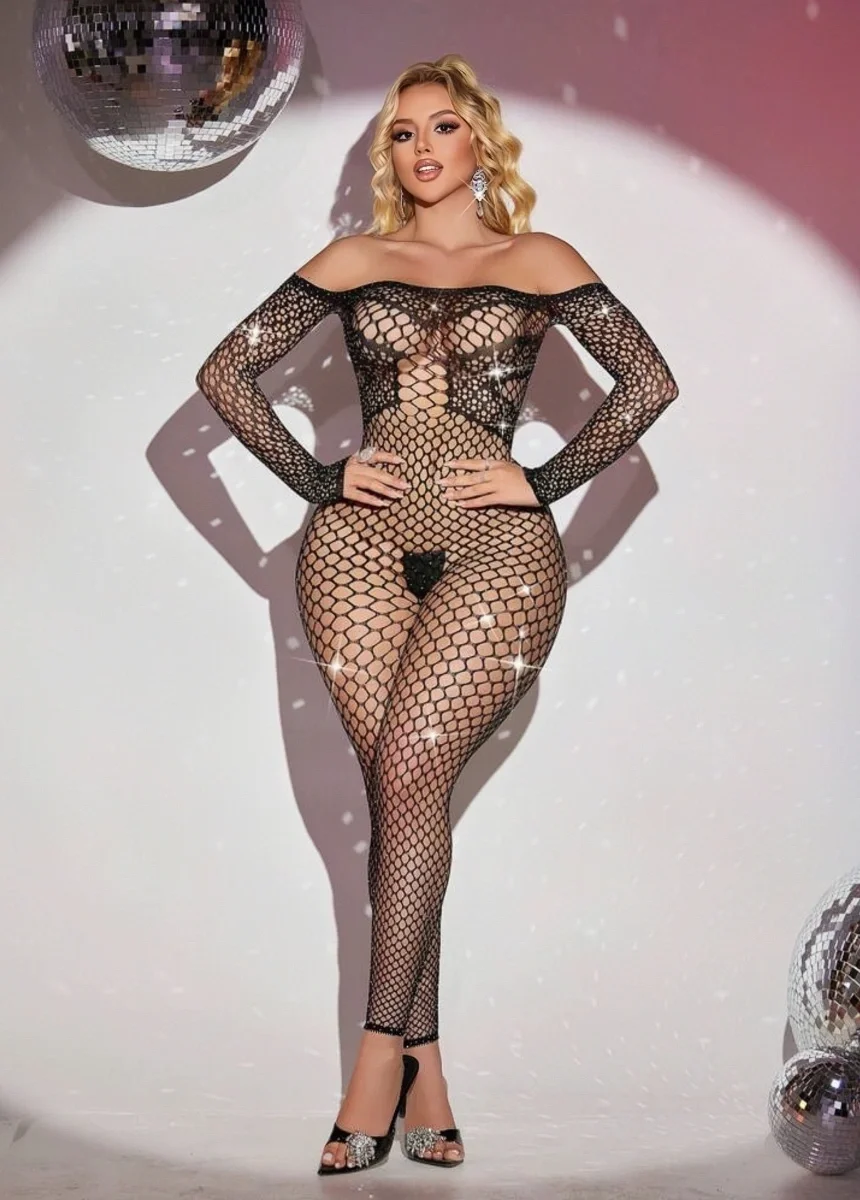 STD Bodystocking Sexy Venus Material Elastic Negru S-L