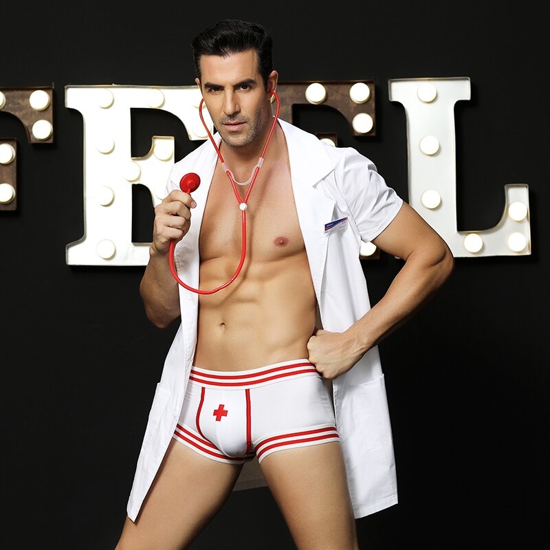 STD Costum Sexy Doctor 3 Piese Alb/Rosu S/L