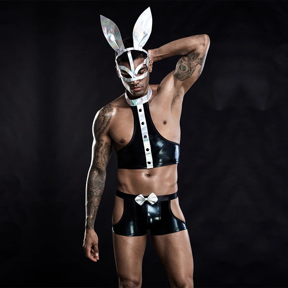 STD Costumatie Sexy Bunny Boy 3 Piese Negru S/M