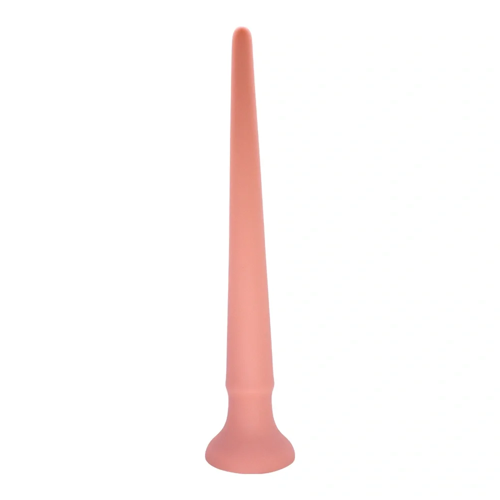 STD Dildo Anal Long Spear cu Ventuza Silicon Lichid Natural 39 cm