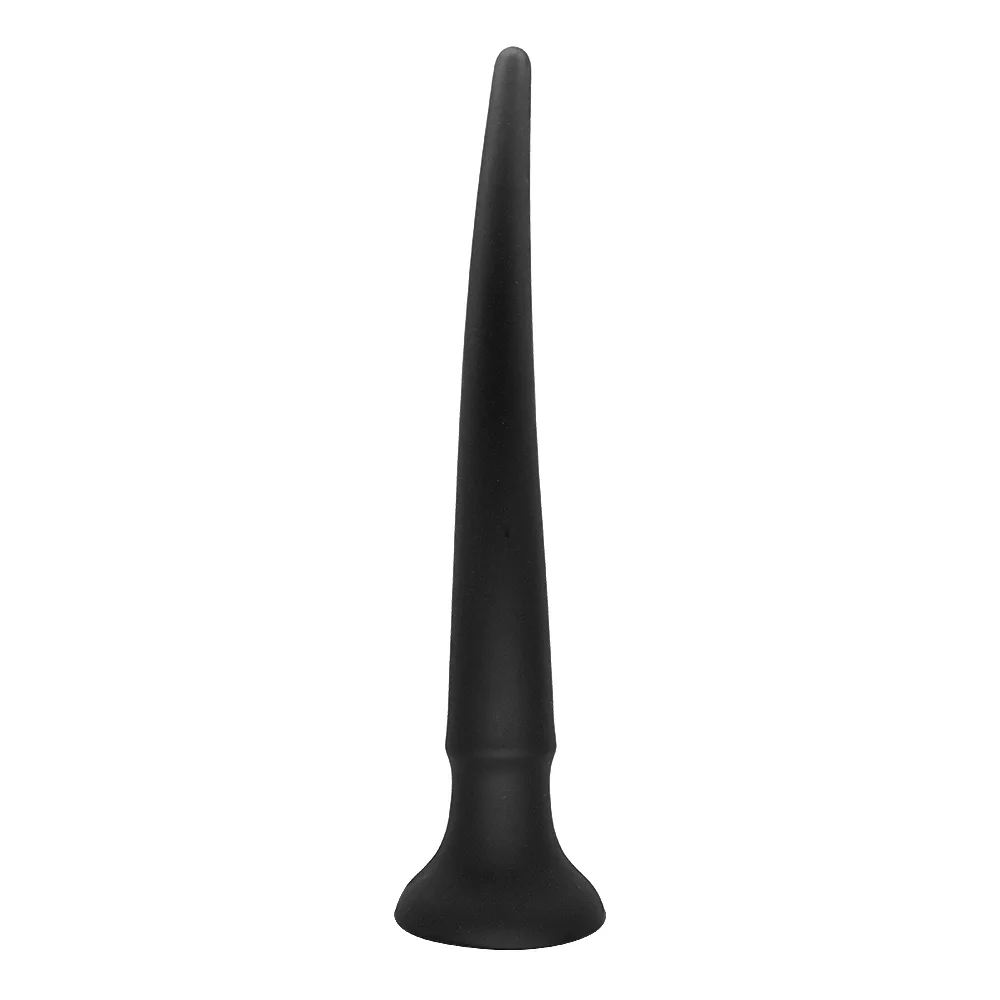 STD Dildo Anal Long Spear cu Ventuza Silicon Lichid Negru 39 cm