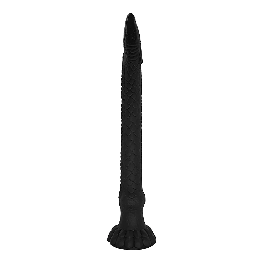 STD Dildo Anal Snake Venom cu Ventuza Silicon Lichid Negru 42 cm