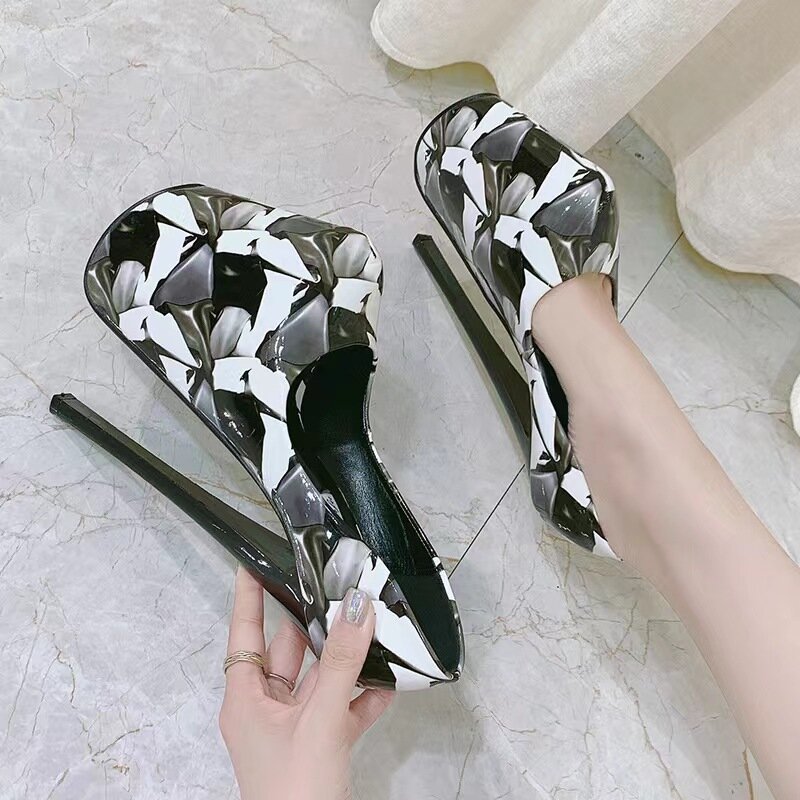 STD Pantofi Sexy Black-White Marime 38