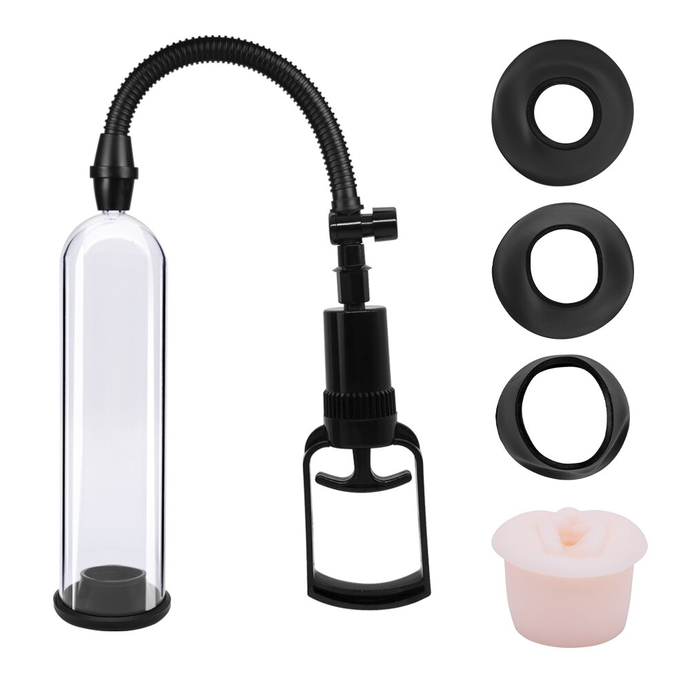 STD Pompa Marire Penis Beginner cu Maneta 3 Mansoane Silicon+1 Manson Vagin Realist