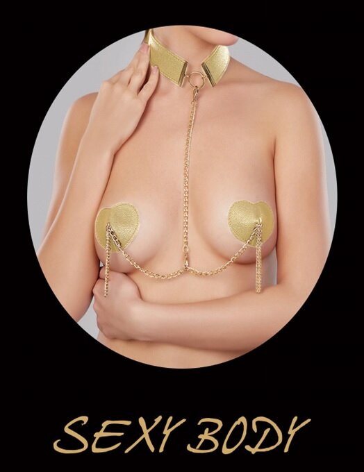 STD Set Acoperitoare Sfarcuri si Choker Sexy Hearties Auriu