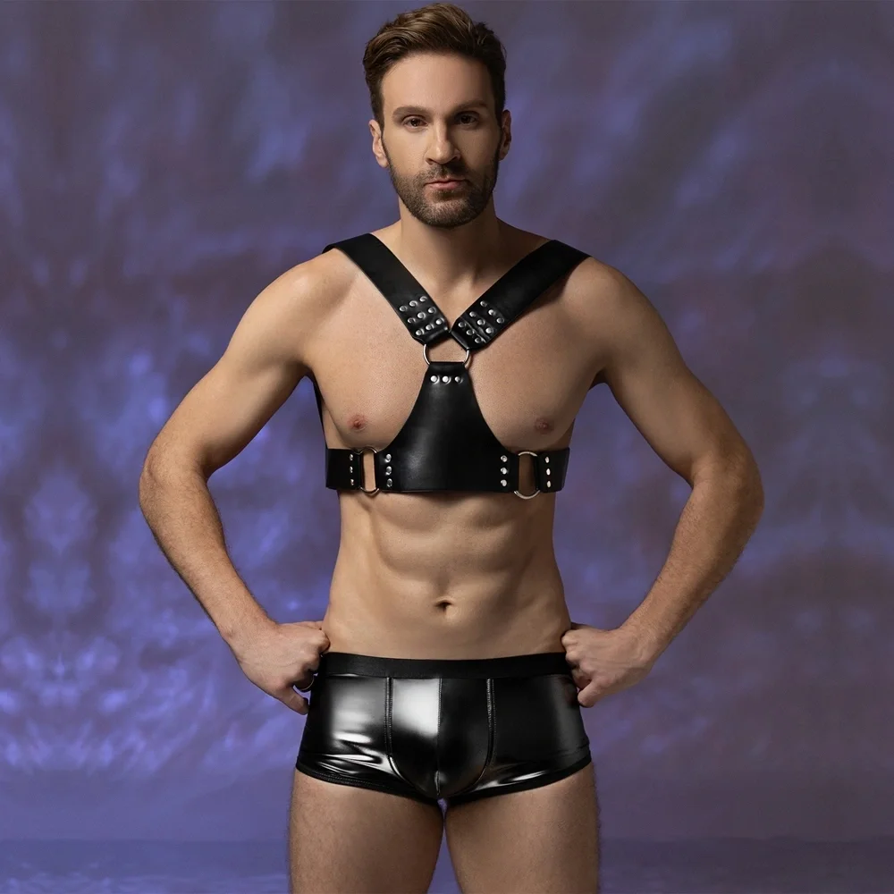 STD Set Lenjerie Barbati 2 Piese Dominant Edge Boxeri si Harness Negru S/M