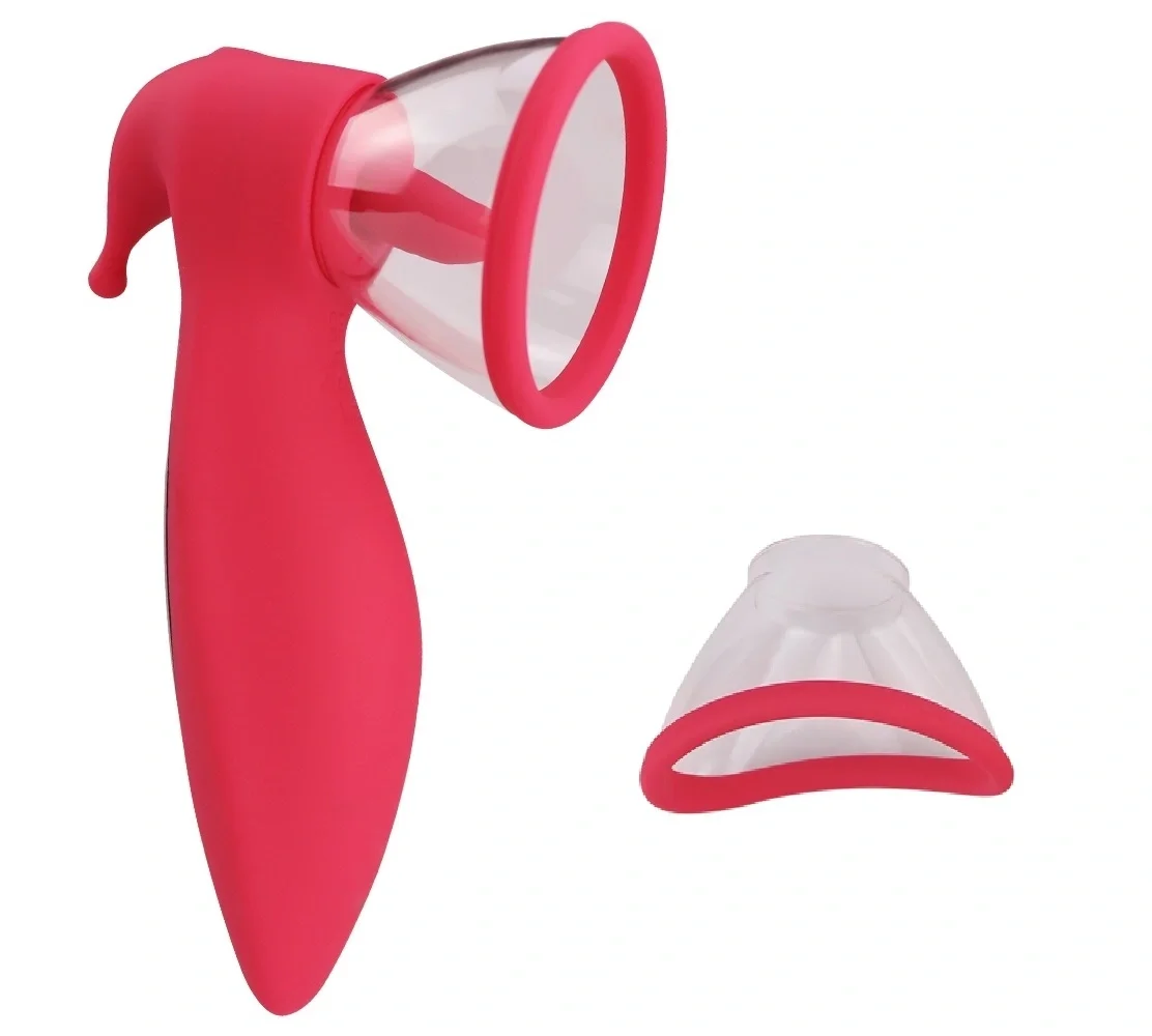 STD Stimulator 3 in 1 2 Cupe Incluse 10 Moduri Vibratii 10 Moduri Suctiune 10 Moduri Miscari Limba Silicon USB Rosu 17.1 cm