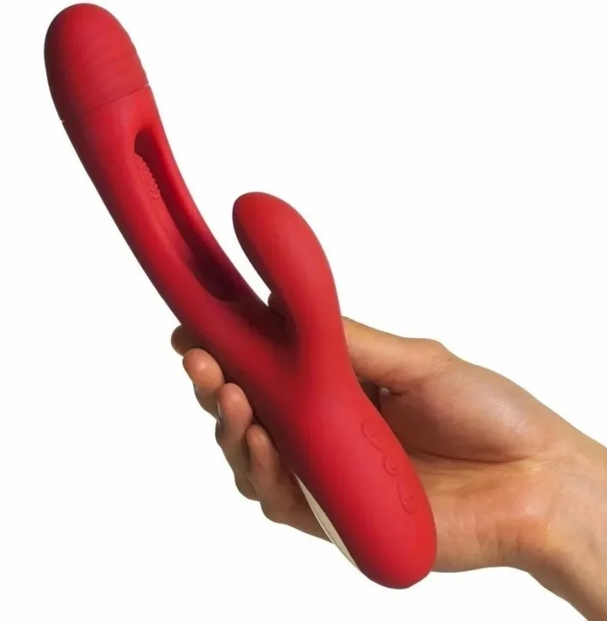 STD Vibrator Iepuras Rouge 7 Moduri Vibratii 7 Moduri Pulsatorii Silicon USB Rosu 24.2 cm