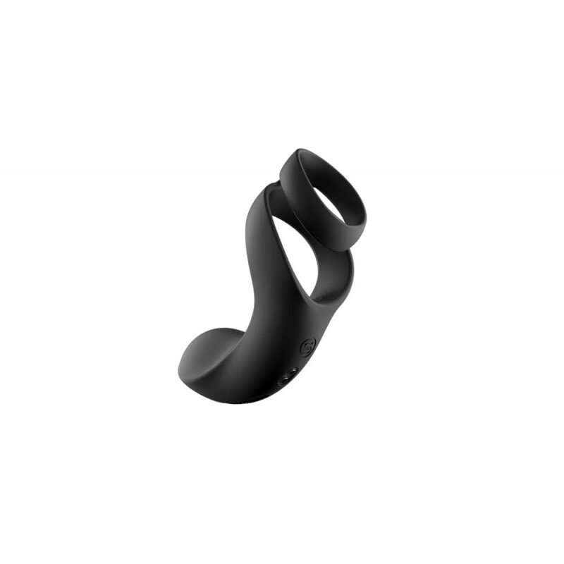 SVAKOM Inel Dublu de Penis Benedict cu Stimulator Perineu 5 Moduri Vibratii Silicon USB Negru