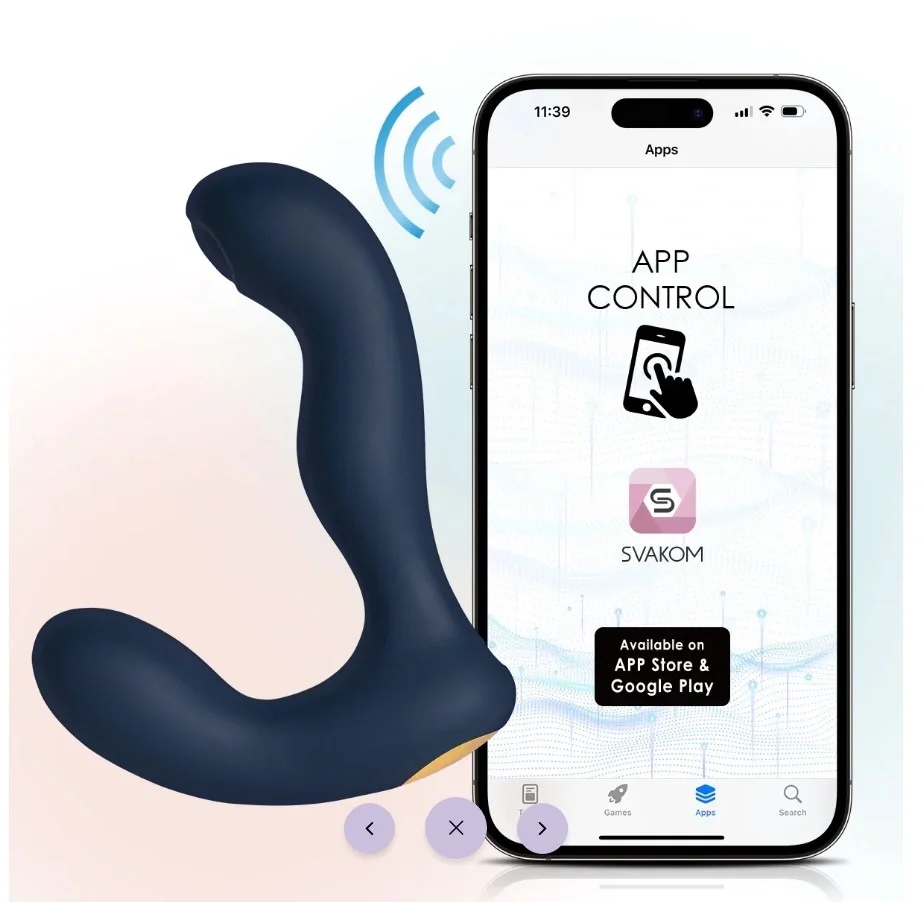 SVAKOM Stimulator Prostata Iker Neo Bluetooth Control Silicon Lichid Negru 13. 5 cm