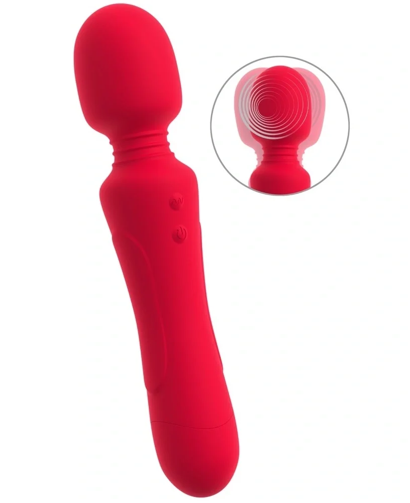 Sweet Smile Vibrator Super Powerful Wand 10 Moduri Vibratii Silicon USB Rosu 24.5 cm