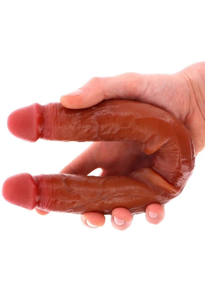 TOY JOY Dildo Dublu Realist Foreskin Silicon Premium Strat Dublu Natural 35 cm
