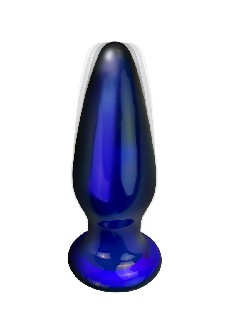 TOY JOY Dop Anal The Shining Buttocks 5 Moduri Vibratii 5 Intensitati Sticla 11 cm Albastru