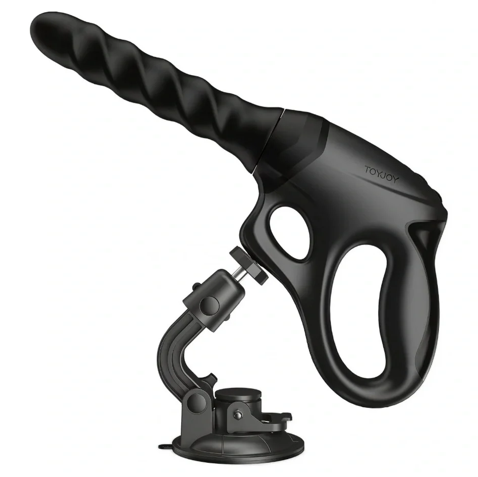 TOY JOY Vibrator Cadence PRO+ Gun cu Ventuza Vibratii Rotatii Impingere Silicon USB Negru
