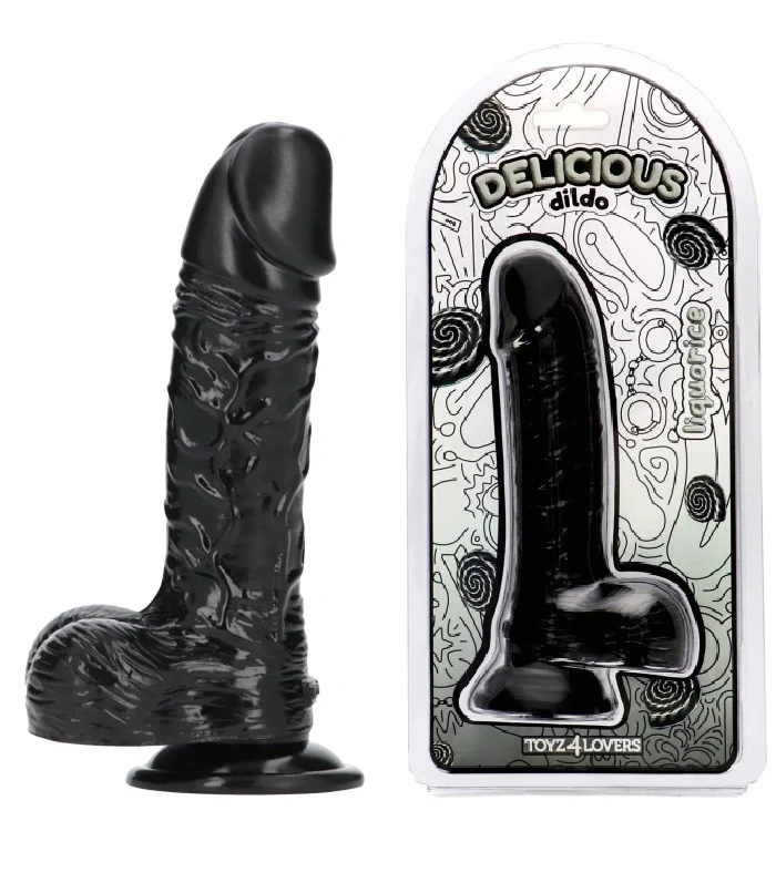 TOYZ4LOVERS Dildo Realist Parfumat Dan Aroma Lemn Dulce PVC Negru 18 cm
