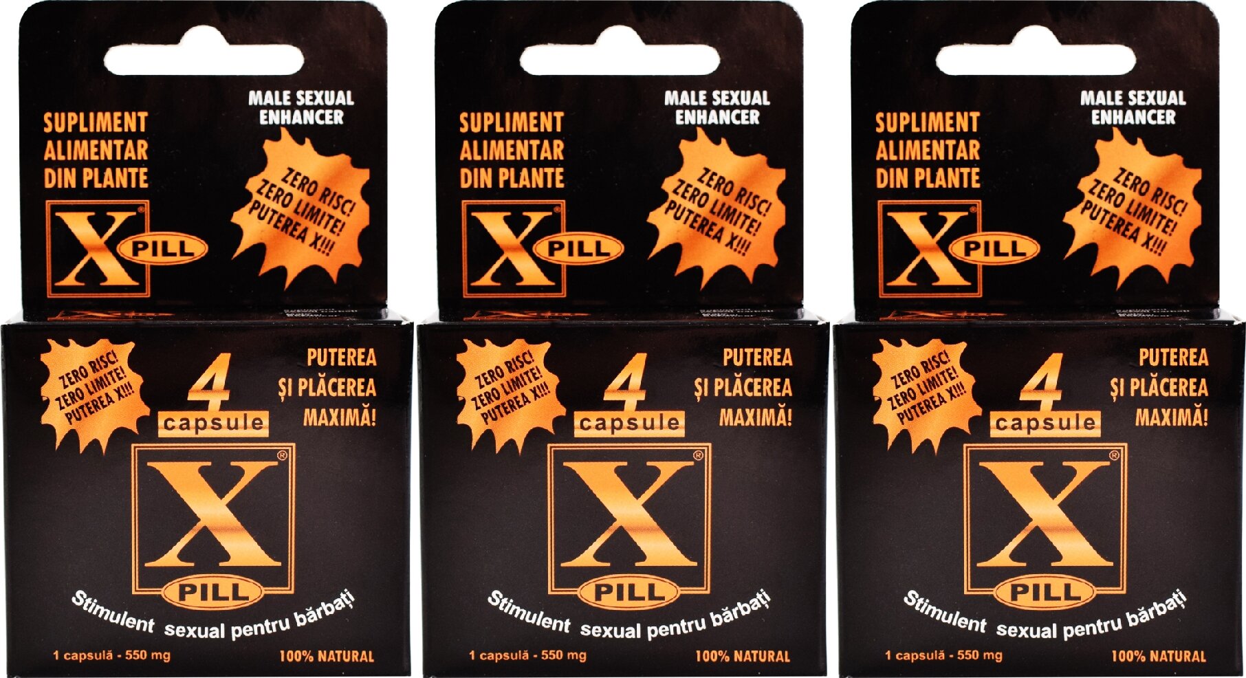 X-PILL Set 3 Bucati - Stimulent Sexual Barbati 4 Capsule