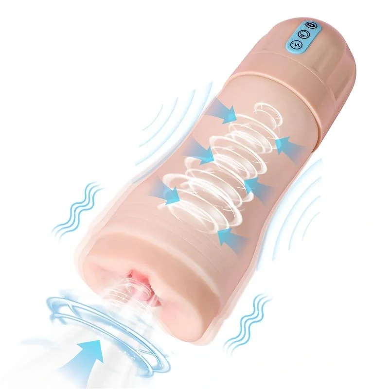 XISE Masturbator Suctroker Pussy 10 Moduri Vibratii 5 Tipuri Suctiune Material Superskin USB Natural 25 cm