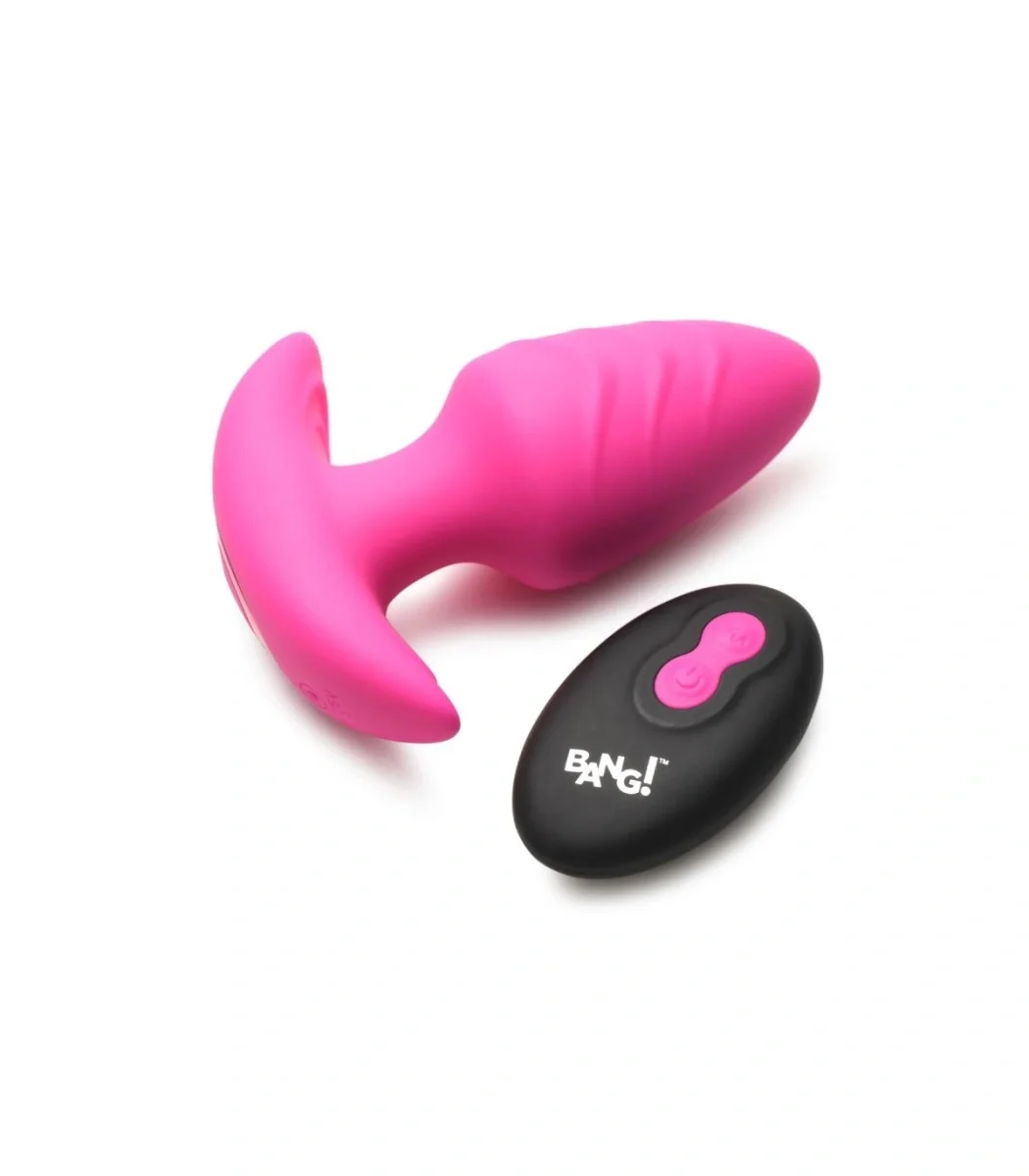 XR Brands Vibrator Anal Rotativ cu Telecomanda 7 Moduri+3 Viteze Silicon Roz 9.8 cm