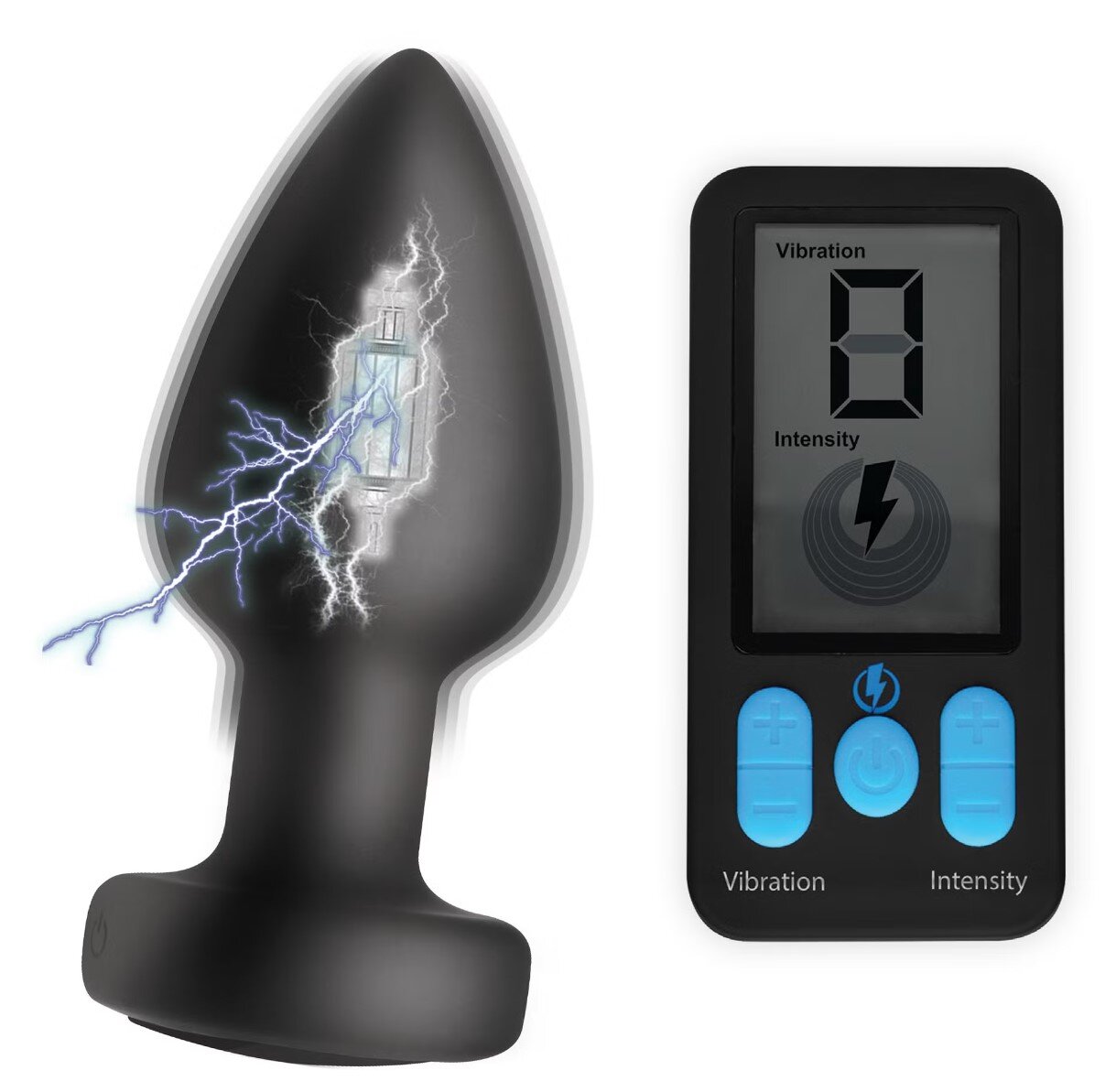 ZEUS Dop Anal E-Stim Pro Remote Control 5 Functii Vibratii + Electrosocuri Silicon USB Negru 10.4 cm