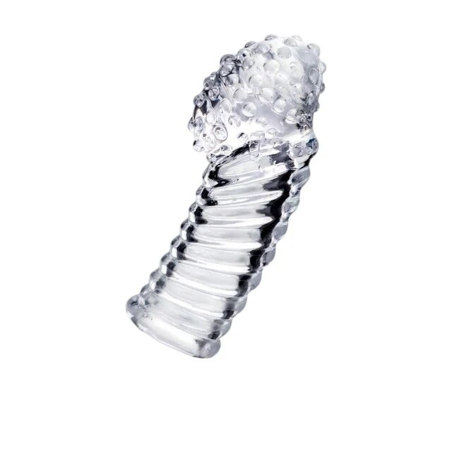 A-toys Manșon pentru deget Dale texturat cu striații pentru stimularea punctului G din TPE transparent 8.5 cm