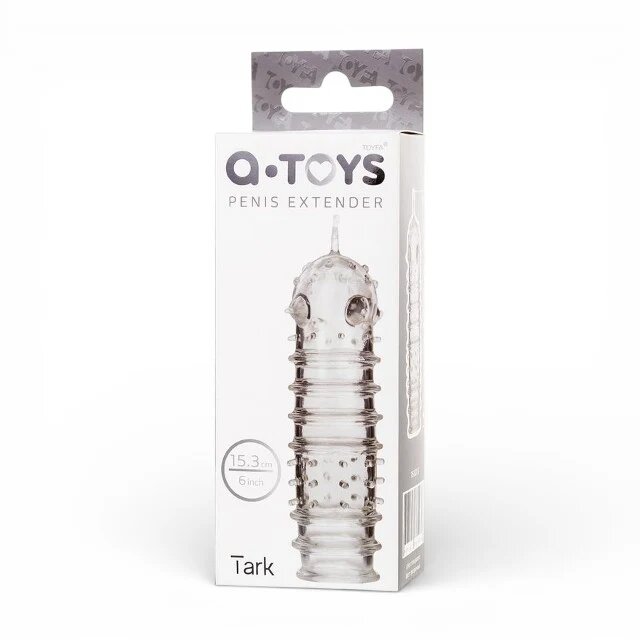 A-toys Manșon pentru penis Tark pentru îngroșare și stimulare intensă texturat cu striații transparent 14 cm