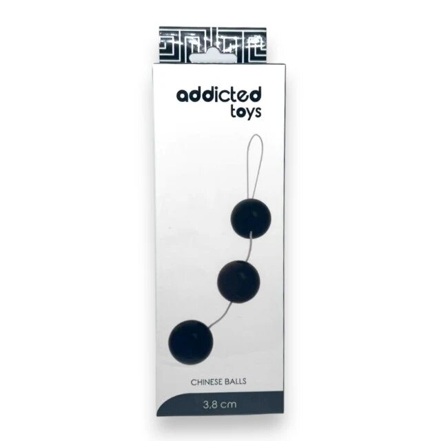 ADDICTED TOYS Bile anale Chinese Balls din material premium ABS cu inel pentru extracție lungime 15 cm diametru 3.8 cm culoare negru