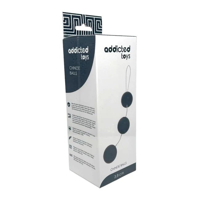 ADDICTED TOYS Bile anale Chinese Balls din material premium ABS cu inel pentru extracție lungime 15 cm diametru 3.8 cm culoare negru