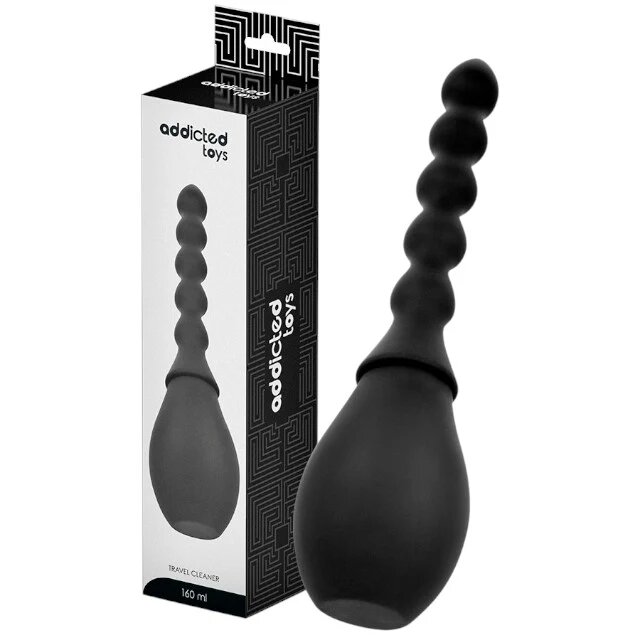 ADDICTED TOYS Duș anal Travel Cleaner Model 2 capacitate 160 ml compact și ușor de folosit din silicon moale negru