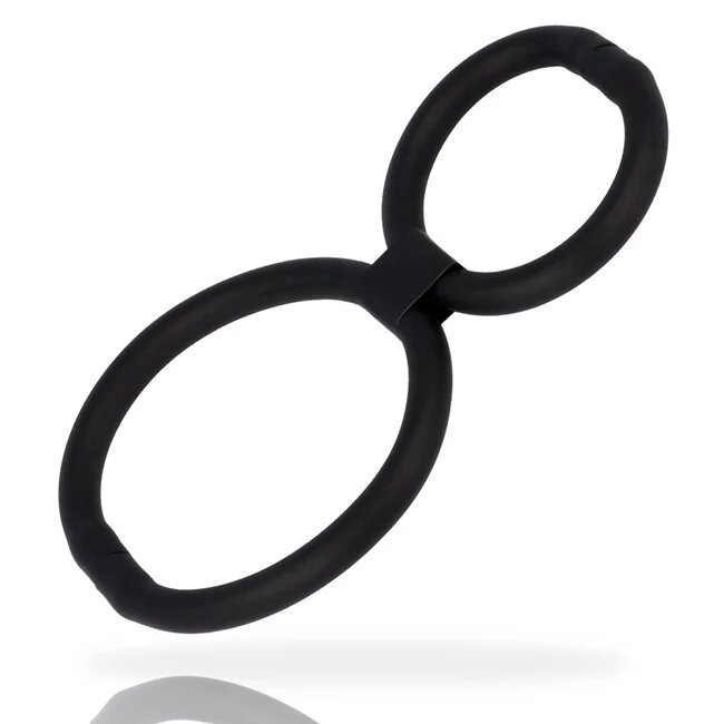 ADDICTED TOYS Inel pentru penis - Ajustable Ring dublu pentru imbunatatirea performantelor sexuale din silicon negru