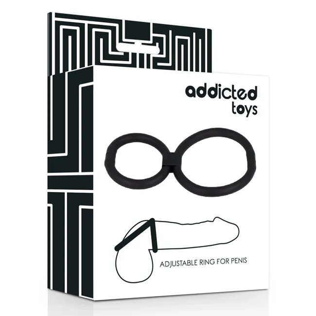 ADDICTED TOYS Inel pentru penis - Ajustable Ring dublu pentru imbunatatirea performantelor sexuale din silicon negru