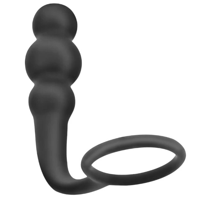ADDICTED TOYS Plug anal cu inel pentru penis Anal Plug with Ring Model 1 diametre 2.4 - 3 cm din silicon negru