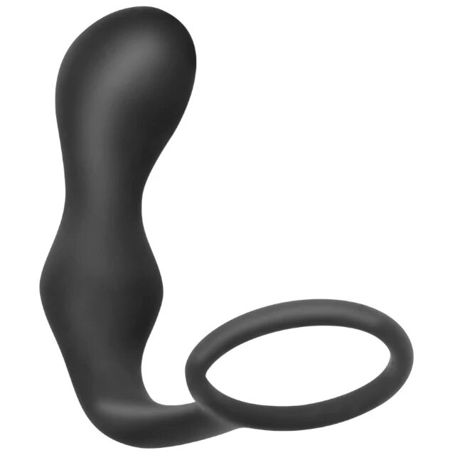 ADDICTED TOYS Plug anal cu inel pentru penis Anal Plug with Ring Model 3 diametre 2.8 - 3 cm din silicon negru