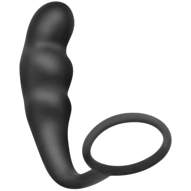ADDICTED TOYS Plug anal cu inel pentru penis Anal Plug with Ring Model 4 diametre 2.7 - 3.2 cm din silicon negru
