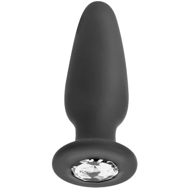 ADDICTED TOYS Plug anal Jewel Anal Plug M bază cu cristal lungime 10.4 cm diametru 3.4 cm (mediu) din silicon negru