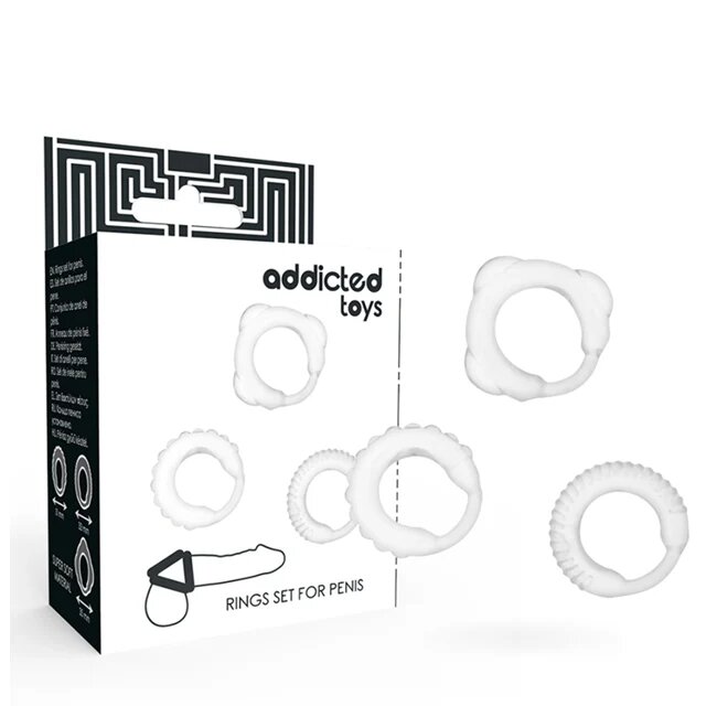 ADDICTED TOYS Set 3 inele de penis pentru erecții puternice și întârziere ejaculare