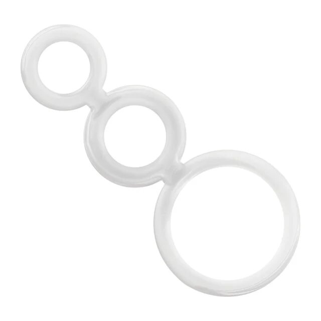 ADDICTED TOYS Set 3 inele pentru penis conectate Rings Set din TPR diametre progesive 2.8 - 5 cm alb transparent