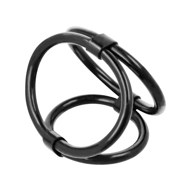 ADDICTED TOYS Set 3 inele pentru penis conectate Triple Cock Ring din silicon diametre 4.5 - 6 cm negru