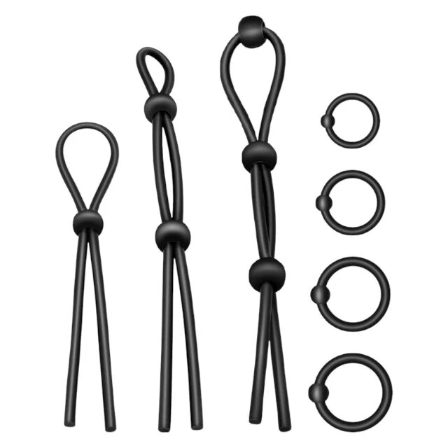 ADDICTED TOYS Set 7 inele pentru penis Flexible Cock Ring Set pentru susținerea erecțiilor din silicon culoare negru