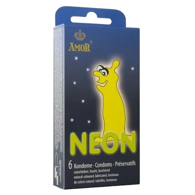 Amor Prezervative Neon fosforescente din latex lubrifiate diametru 54 mm 6 buc
