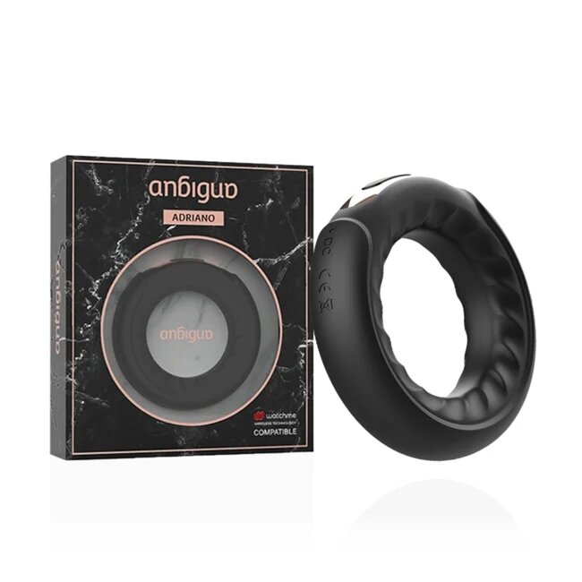 ANBIGUO Inel vibrator pentru penis Adriano 7 functii de vibratie rezistent la apa IPX7 negru